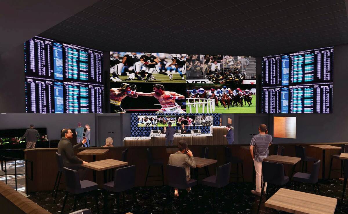 A rendering of the Circa Sports sportsbook set to open at Legends Bay casino in Sparks. (Circa ...